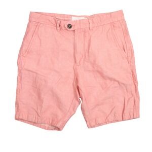 Porter & Ash Linen Shorts Mens 30 Salmon Pink Solid Summer Beach Casual Modern